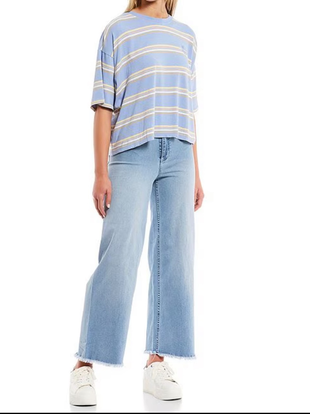 Billabong Free Fall Fray Hem Stretch Wide Leg Jeans